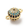 Brass Micro Pave Colorful Cubic Zirconia Connector Charms KK-H434-01G-2