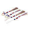 Crafans 4Pcs 2 Style Independence Day Theme Hemp Rope Tassels Pendant Decorations HJEW-CF0001-19-14