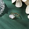 Oval Natural Pearl Finger Rings RJEW-P113-14G-4