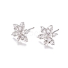 Brass Cubic Zirconia Stud Earring Findings EJEW-E257-02P-2