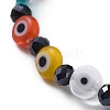 Handmade Evil Eye Lampwork Flat Round Beads Stretch Bracelets BJEW-JB05005-3