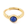 Round Natural Lapis Lazuli Adjustable Rings RJEW-Q817-03G-07-2