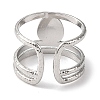 304 Stainless Steel Open Cuff Ring for Women RJEW-F166-15P-02-3