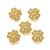Flower Brass Micro Pave Cubic Zirconia Bead Caps KK-K300-01E-G-1