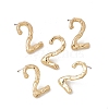 Brass Number Stud Earrings with 925 Sterling Silver Pins for Women EJEW-A077-01B-2