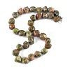Natural Unakite Nuggets Beaded Necklaces for Women Men NJEW-K388-01U-4