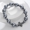 Natural Titanium Hertz Beads Stretch Bracelets for Women Men BJEW-R015-02-2