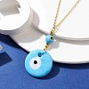 Light Sky Blue Glass Evil Eye Pendant Necklace with Alloy Cable Chains NJEW-JN04650-02-2