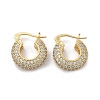 Brass Micro Pave Clear Cubic Zirconia Hoop Earrings EJEW-C502-08G-2