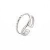 Non-Tarnish 304 Stainless Steel Double Line Open Cuff Ring for Women RJEW-S405-211P-3