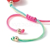 Resin Heart with Evil Eye Braided Bead Bracelets BJEW-JB09461-4