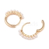 Brass with Plastic Pearl Hoop Earrings KK-N256-14G-2