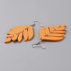 Wood Leaf Dangle Earrings EJEW-WH0010-25P-04-2