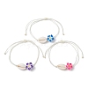 Natural Shell & Polymer Clay 3D Flower Link Bracelet BJEW-JB09816-1