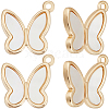 4Pcs Brass Pave Freshwater Shell Butterfly Charms KK-BBC0016-61-1