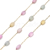 Handmade 304 Stainless Steel Dyed Shell Beads Oval Link Chains CHS-B011-03B-G-1