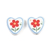 Floral Printed Porcelain Beads PORC-A033-01B-1