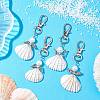 4Pcs 4 Styles Angel Alloy & Wire Wrapped Natural Shell Pendant Decorations HJEW-JM02017-2