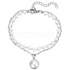 Alloy Flat Round Charm Bracelets WG5D178-02-2