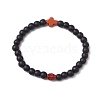 Halloween Skull & Cross Dyed Synthetic Turquoise 6mm Round Beaded Stretch Bracelets BJEW-JB10889-3