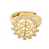 Flower Brass Micro Pave Cubic Zirconia Adjustable Ring Settings KK-K297-12G-2