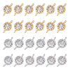 SUPERFINDINGS 24Pcs 2 Colors Flower Brass Micro Pave Cubic Zirconia Links ZIRC-FH0001-49-1