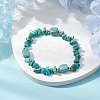 Synthetic Turquoise Chip & Cuboid Beaded Stretch Bracelets for Women BJEW-JB10808-06-2