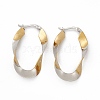 201 Stainless Steel Twist Oval Hoop Earrings with 304 Stainless Steel Pins for Women EJEW-B016-20PG-1