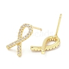 Rack Plating Brass Micro Pave Clear Cubic Zirconia Stud Earrings for Women EJEW-M260-15G-2