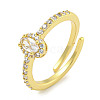 Oval Rack Plating Brass Micro Pave Cubic Zirconia Adjustable Rings RJEW-F162-03G-01-1