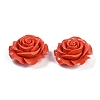 Synthetic Coral Dyed Carved Flower Connector Charms CORA-M001-01-1