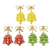 3 Pairs Christmas Bell Brass Dangle Stud Earrings EJEW-MZ00495-2