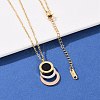 304 Stainless Steel Roman Numeral 3 Ring Pendant Necklaces NJEW-V001-06P-02-4
