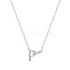 304 Stainless Steel Crystal Rhinestone Initial Pendant Necklaces FS-WGCEFCC-16-1