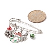 3Pcs 3 Style Christmas Tree & Wreath & Santa Claus & Alloy Enamel Charms Safety Pin Brooch JEWB-TA00011-4