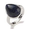 Natural Lapis Lazuli Teardrop Adjustable Rings RJEW-K371-08S-20-2