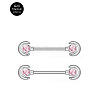 G23 Titanium Pink Cubic Zirconia Nipple Rings WG912A9-13-1