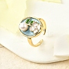 Brass Enamel Cuff Rings RJEW-K291-03G-01-1