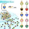 50Pcs 5 Colors Heart Rack Plating Brass Glass Charms KK-YW0004-09G-3