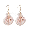 Copper Wire Wrapped Natural Scallop Shell Dangle Earring for Women EJEW-JE04721-2