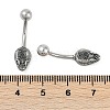 Snake Head 316 Surgical Stainless Steel Cubic Zirconia Belly Button Rings EJEW-G416-16AS-03-5