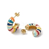 Brass Colorful Enamel Stud Earrings for Women EJEW-M213-31G-2