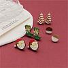4 Pairs Santa Claus & Boot & Christmas Tree Printed Wood Stud Earrings EJEW-OY001-03-3