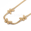304 Stainless Steel Triple Butterfly Pendant Necklace with Herringbone Chains for Women NJEW-P269-08G-3