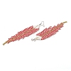 Bohemia Woven Glass Seed Bead Dangle Earrings EJEW-A046-04E-2