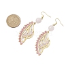 Butterfly Wing Natural Rose Quartz & Seed Beads Dangle Earrings EJEW-MZ00165-3