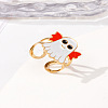 304 Stainless Steel with Enamel Cuff Rings for Women LS-RJEW-Z116-01G-06-1