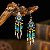Bohemian Style Alloy Enamel Flat Round Tassel Chandelier Earrings FS-WG14215-04-2