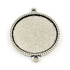 Tibetan Style Alloy Flat Round Cabochon Connector Settings TIBE-Q038-001E-AS-RS-1