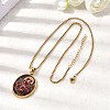 Unisex Religion 304 Stainless Steel Enamel Oval Pendant Box Chain Necklaces STAS-H258-02G-03-1